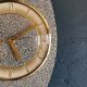 Vintage formica clock silent asymmetrical wall pendulum "Anthracite gold round"