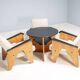 Ensemble de salon tchèque des années 50, fauteuils à cadre en A et table.