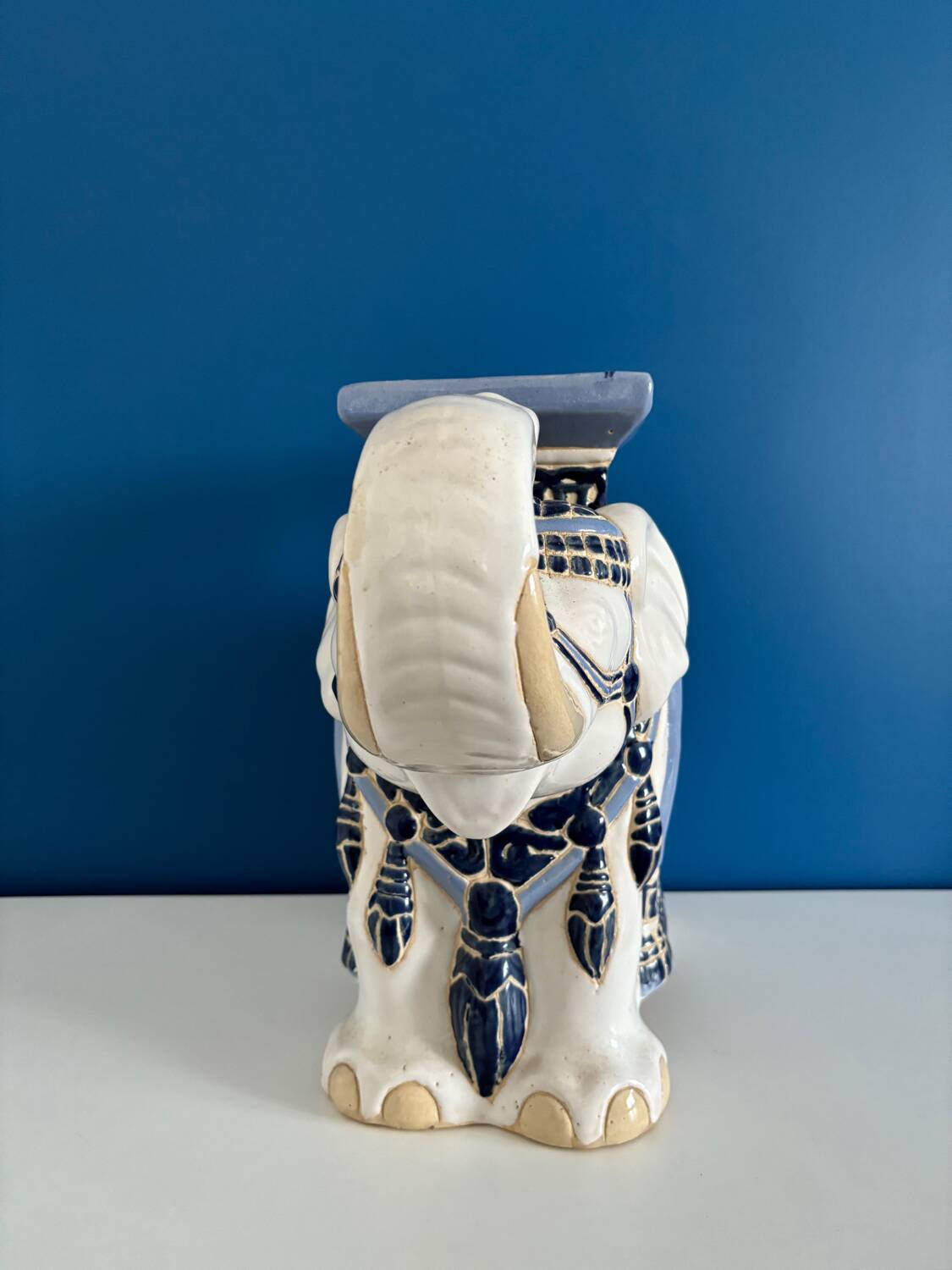 Ceramic elephant plant holder stool