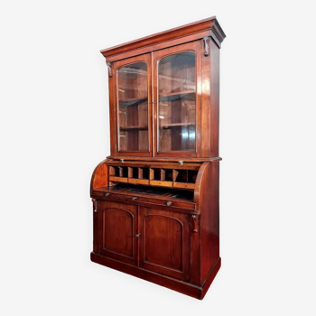 Cabinet, bibliothèque à cylindre époque napoléon III en acajou vers 1850