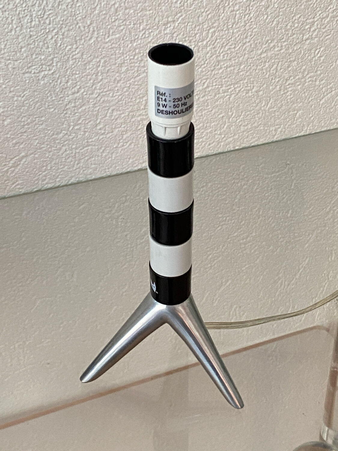 Lamp base, rocket shape, Deshoulières porcelain