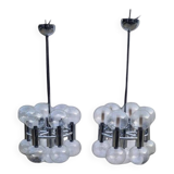 Pair of Chrome Sputnik Chandeliers by Motoko Ishii for Staff 1970