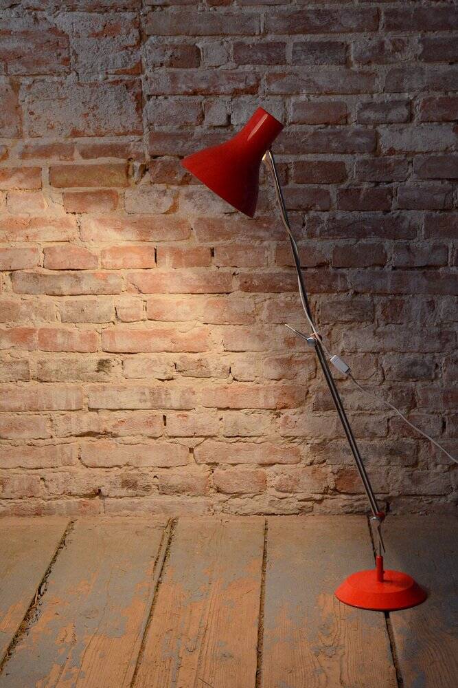Mid-century chrome floor lamp by j. hůrka for napako, czech, 1950s