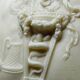 Small limestone bas-relief of petrifying fountains, antique scene, vintage