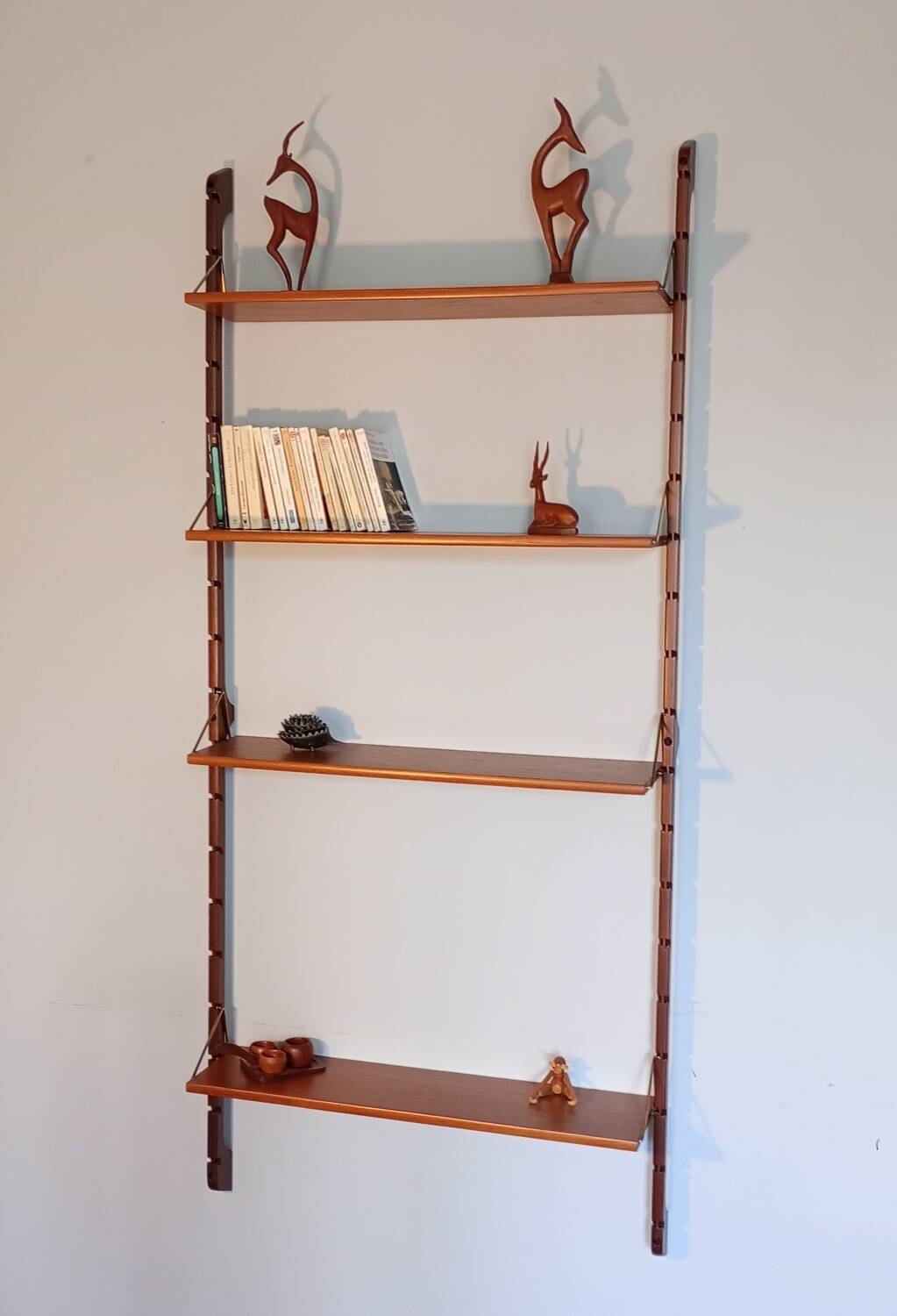 Ergo wall-mounted teak shelves, Vintage Scandinavian 1960s