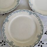 Set of 4 dinner plates in Sarreguemines Digoin earthenware, blue color, Vaucluse model