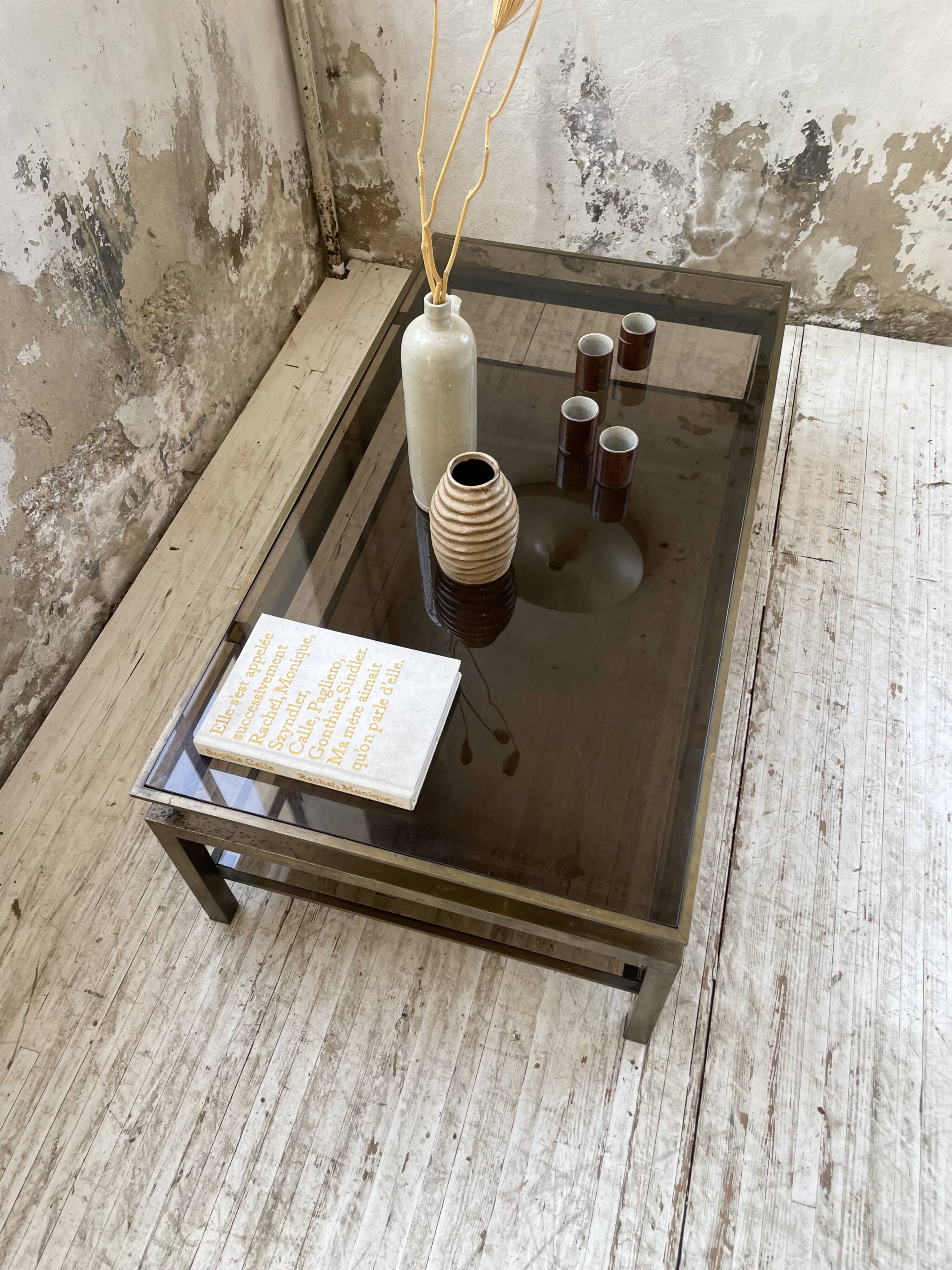 Brass coffee table attributed to Guy Lefevre for Maison Jansen