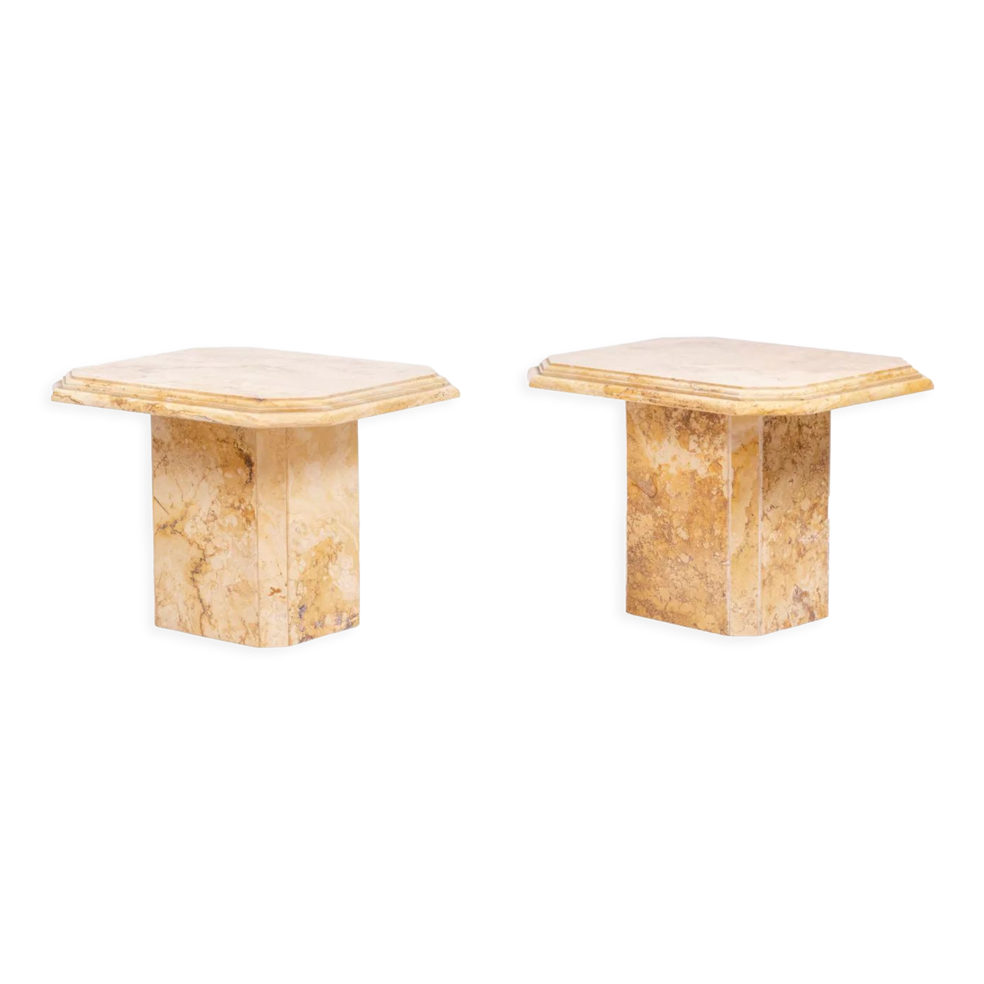 Pair of Siena marble sofa ends, 1970s