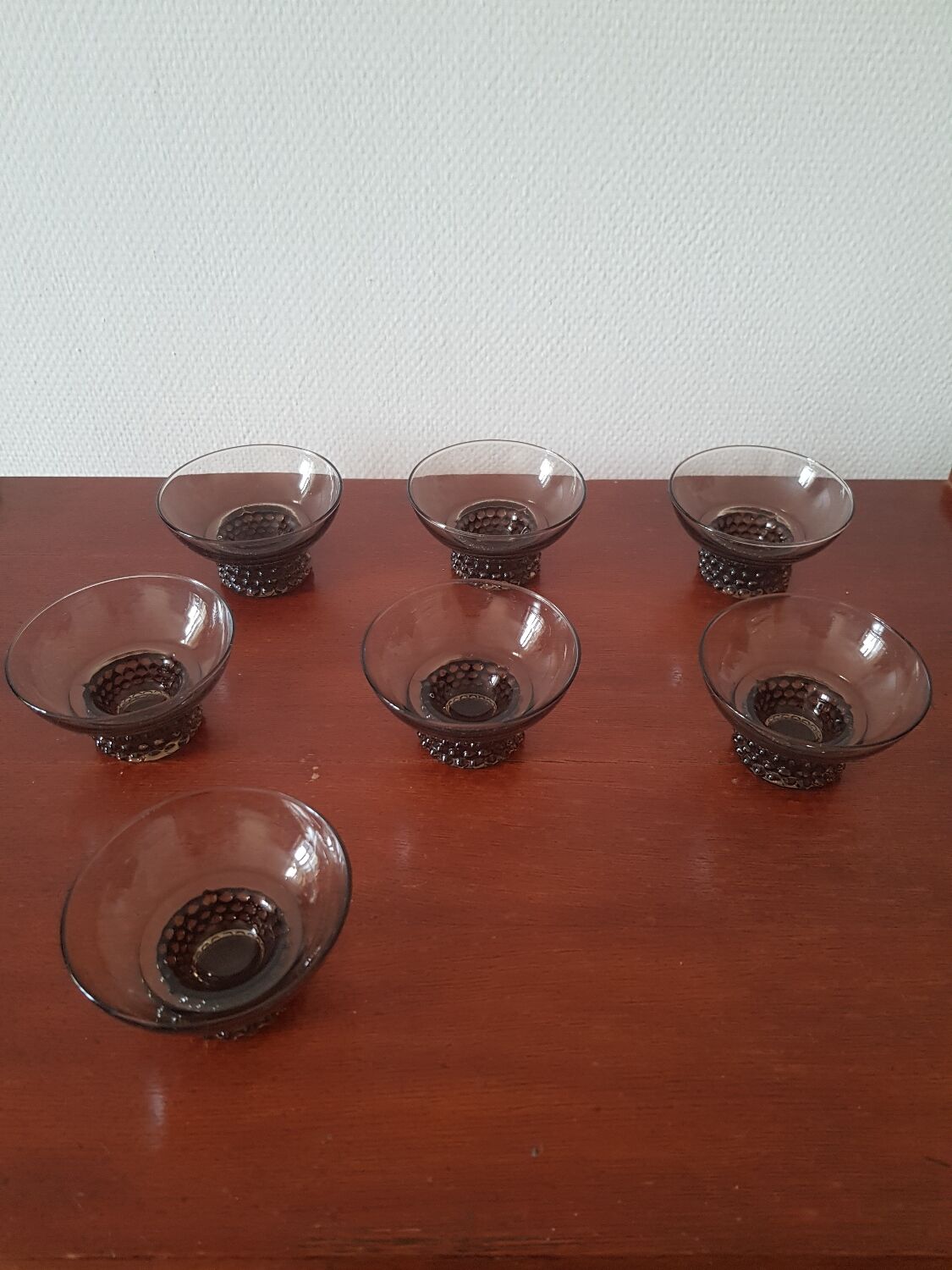 Set of 7 black vintage glasses