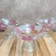 Set of 3 vintage pressed glass bowls with pink floral decoration.