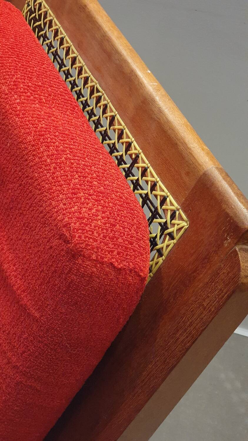 Mahogany cane armchair from the 60s