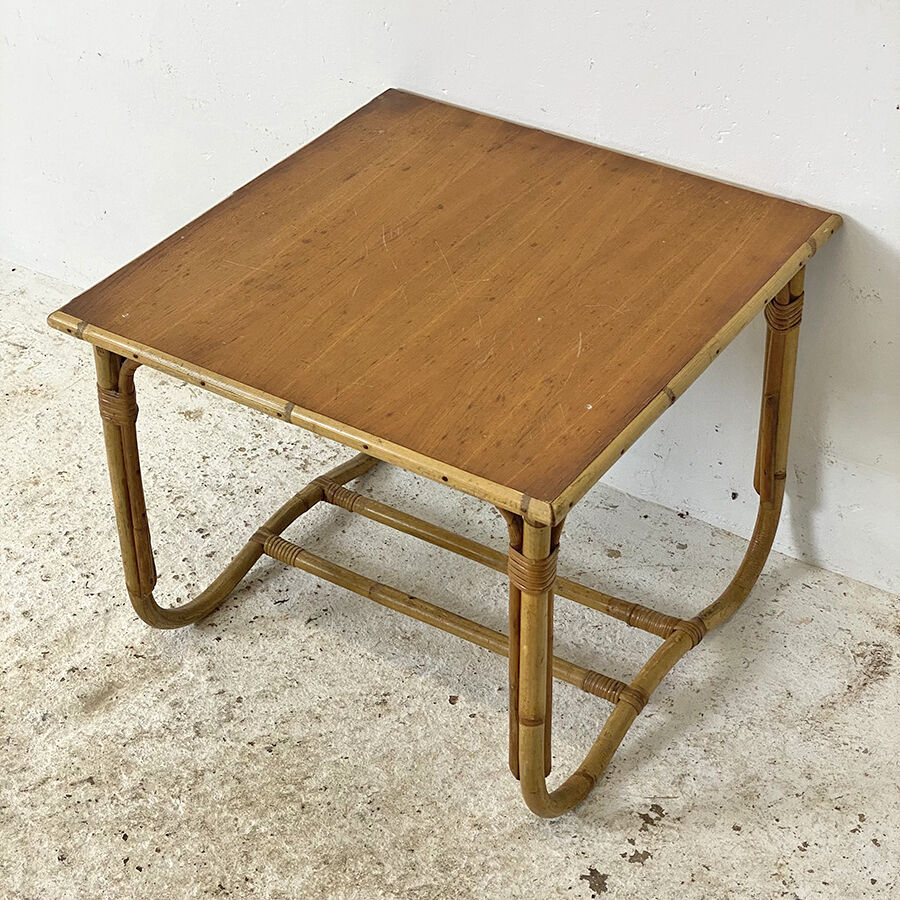 Vintage rattan coffee table 60's
