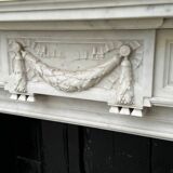 Louis XVI Style Fireplace in White Carrara Marble Circa 1880