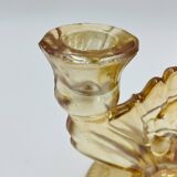 Pair of Empoli amber glass chandeliers in Art Deco style