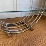 Gold and chrome metal coffee table, Belgo Chrom, 1970s