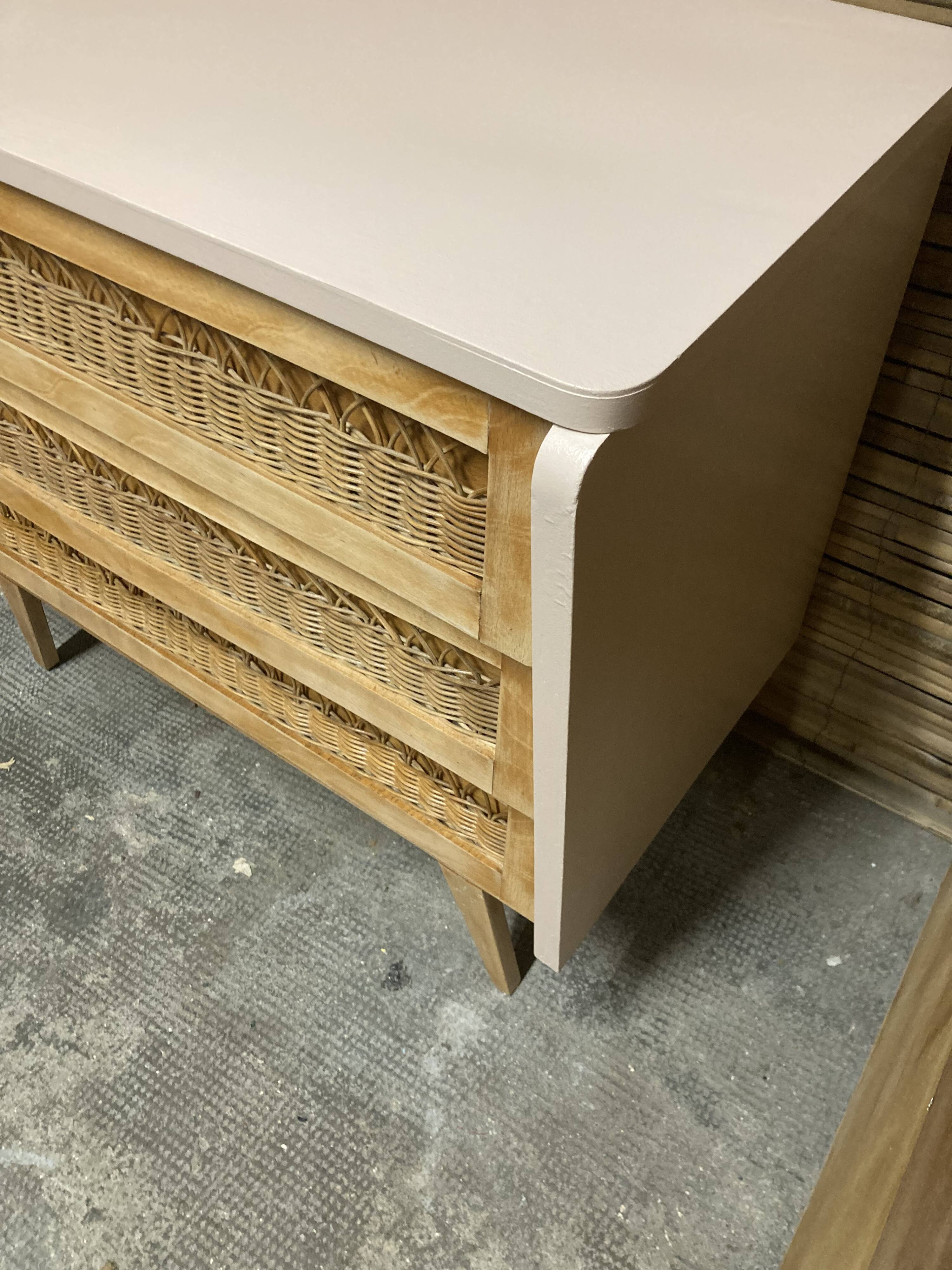 Vintage rattan chest of drawers