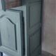 Small vintage side table in sage green patina and solid wood.