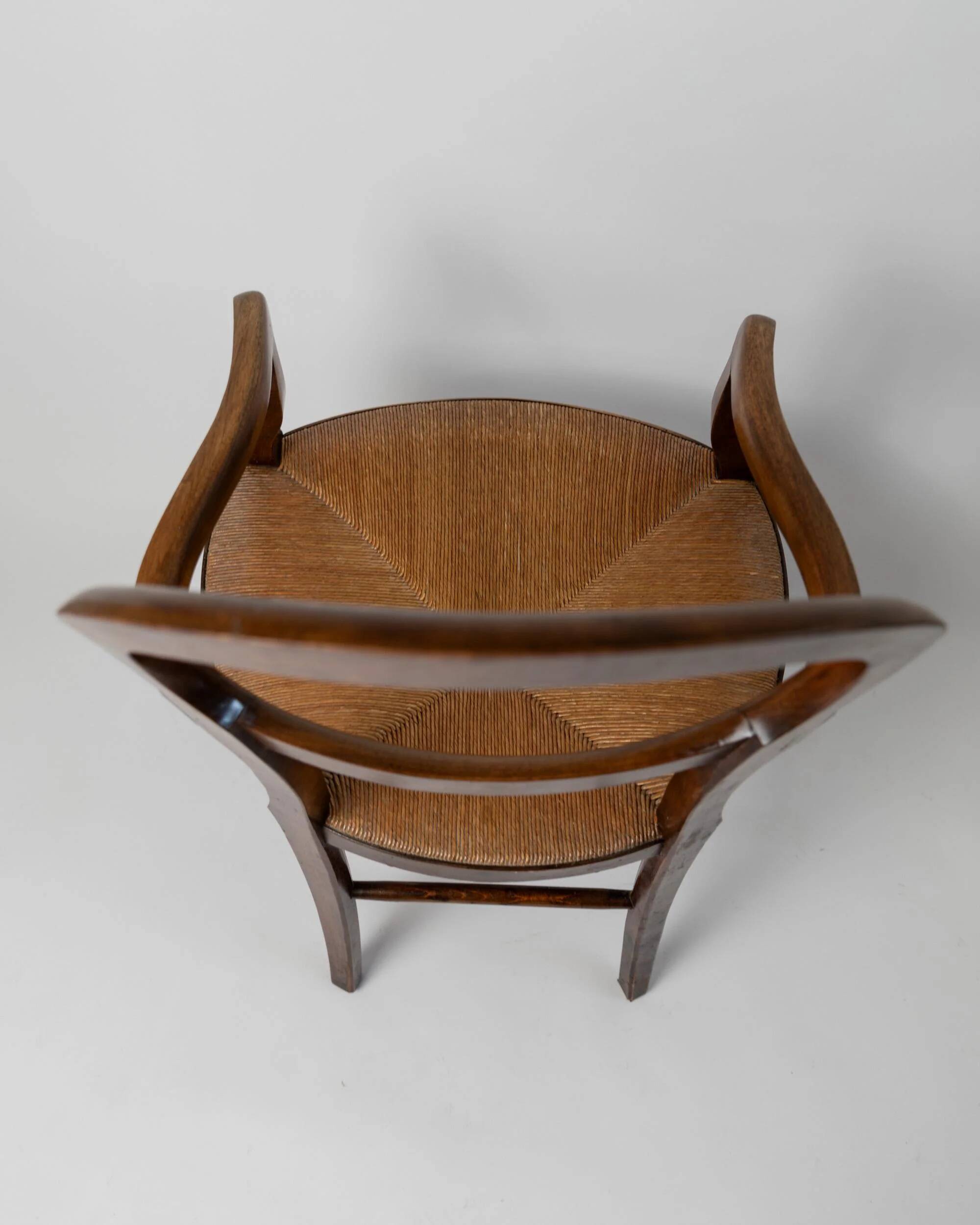 Vintage set of 2 Louis-Philippe armchairs from the 19th century, cherry wood chairs, hand-woven straw seats, antique Italian seat, elegant gift.