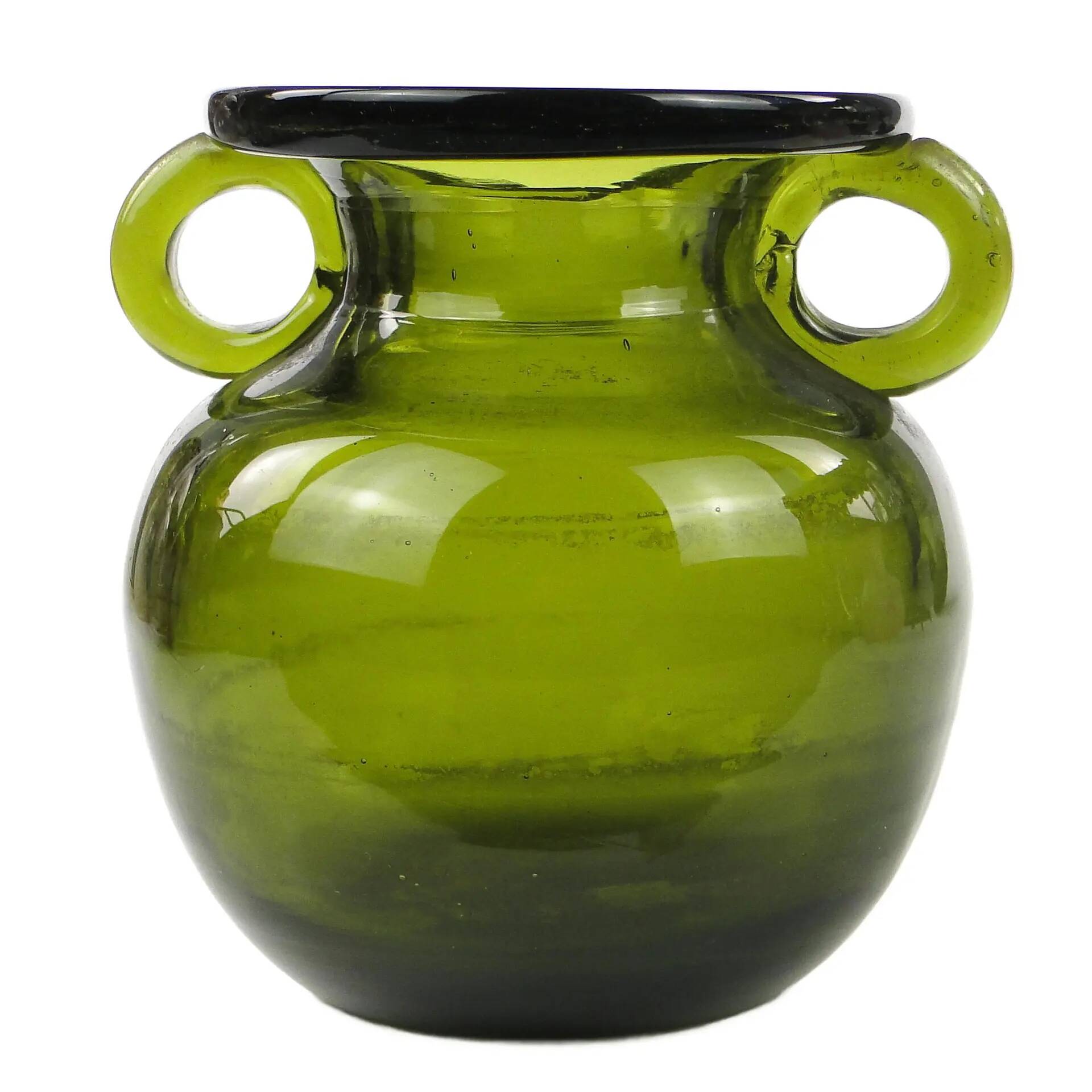 Modernist vase, olive glass, designed by J. Słuczan-Orkusz, Poland, 1970s