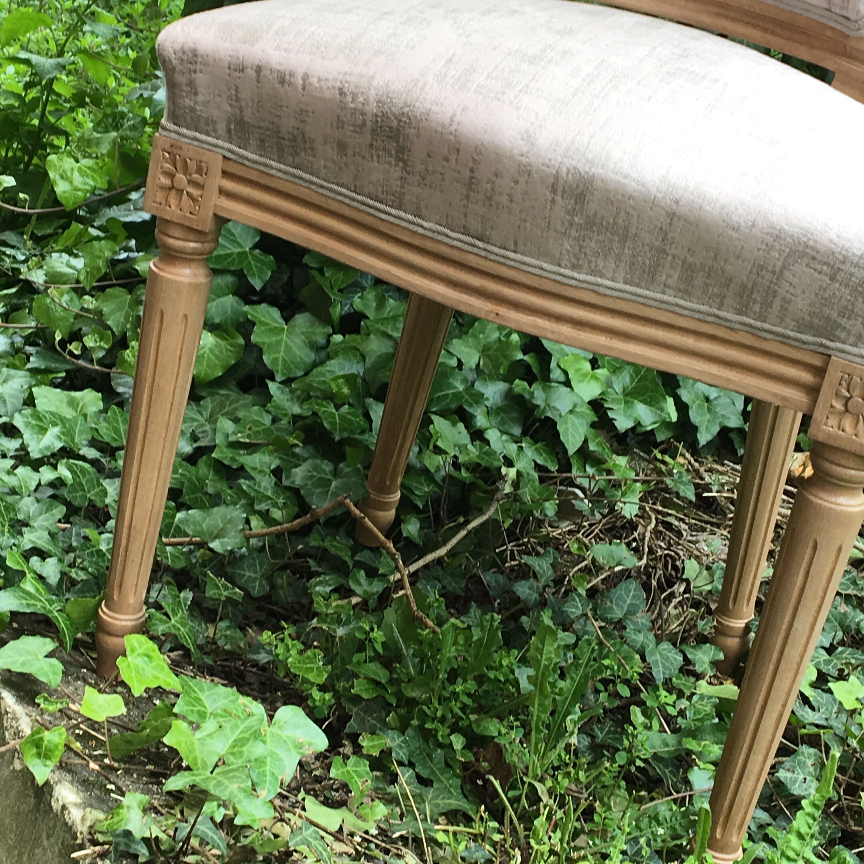 Louis XVI-style chair, with a sling or "Policeman's Hat"