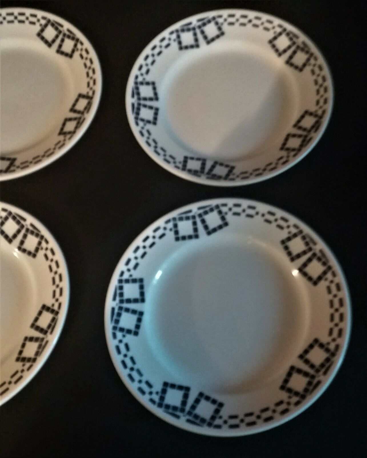 Series of six flat earthenware plates P.B. Rochechouart Limoges model Anna