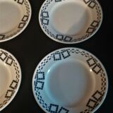 Série de six assiettes plates en faïence P.B. Rochechouart Limoges modèle Anna