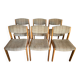 Set of 6 vintage Scandinavian chairs in wood and wool fabric an60