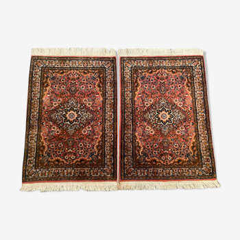 Pair of Persian Ghoum wool rugs 102x65cm