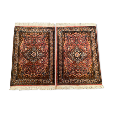 Pair of Persian Ghoum wool rugs 102x65cm