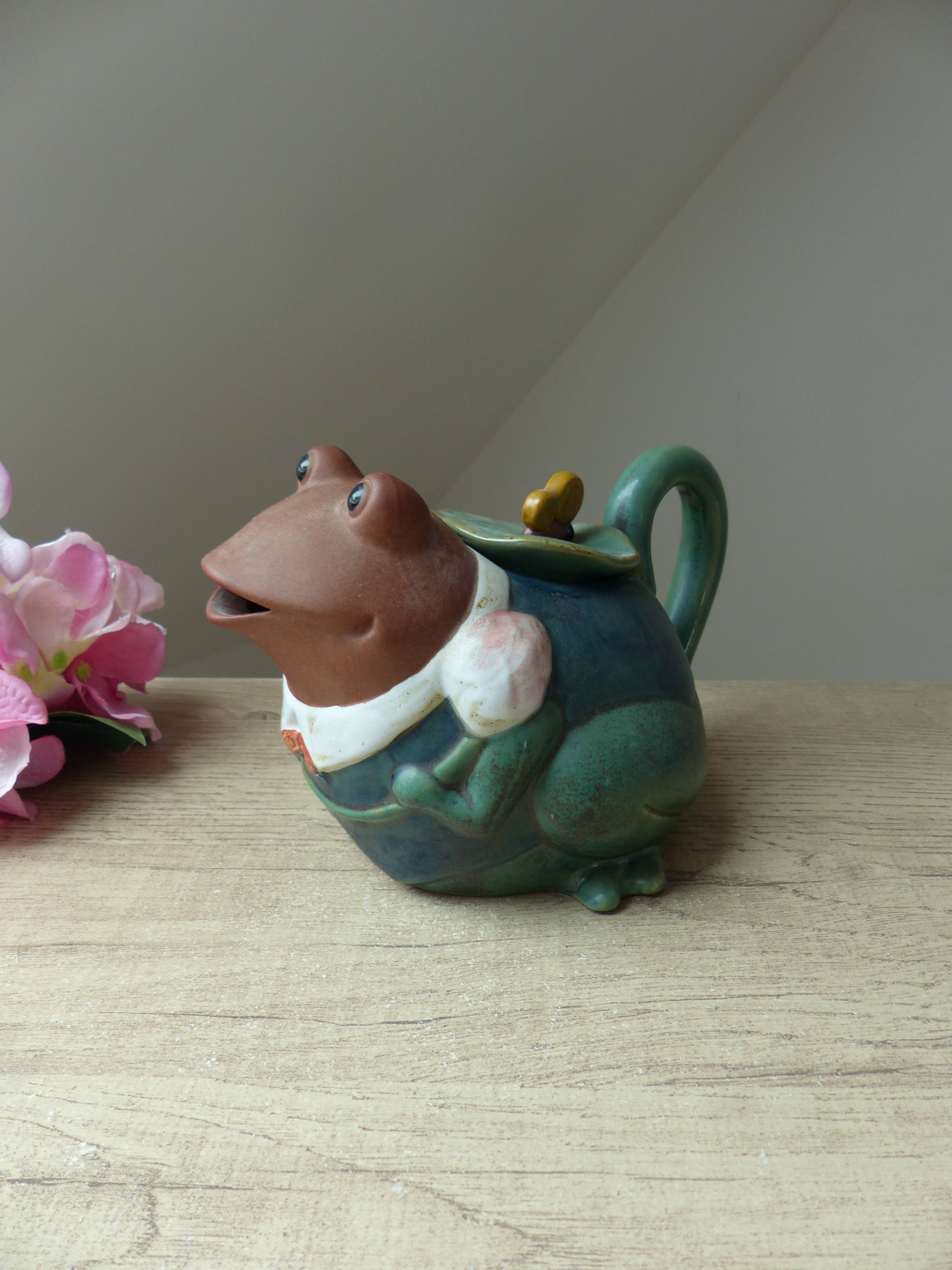 Authentic frog-shaped stoneware teapot made in Japan