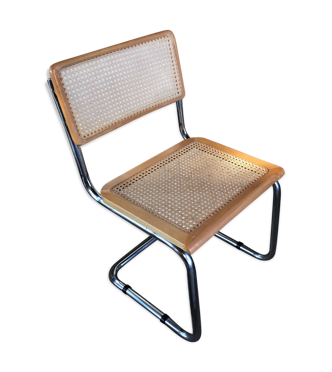 Chaise en cannage et structure en acier chromé vintage | Selency