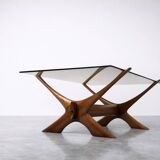 Vintage Mid-Century Scandinavian Modern Glass & Walnut Condor Coffee Table