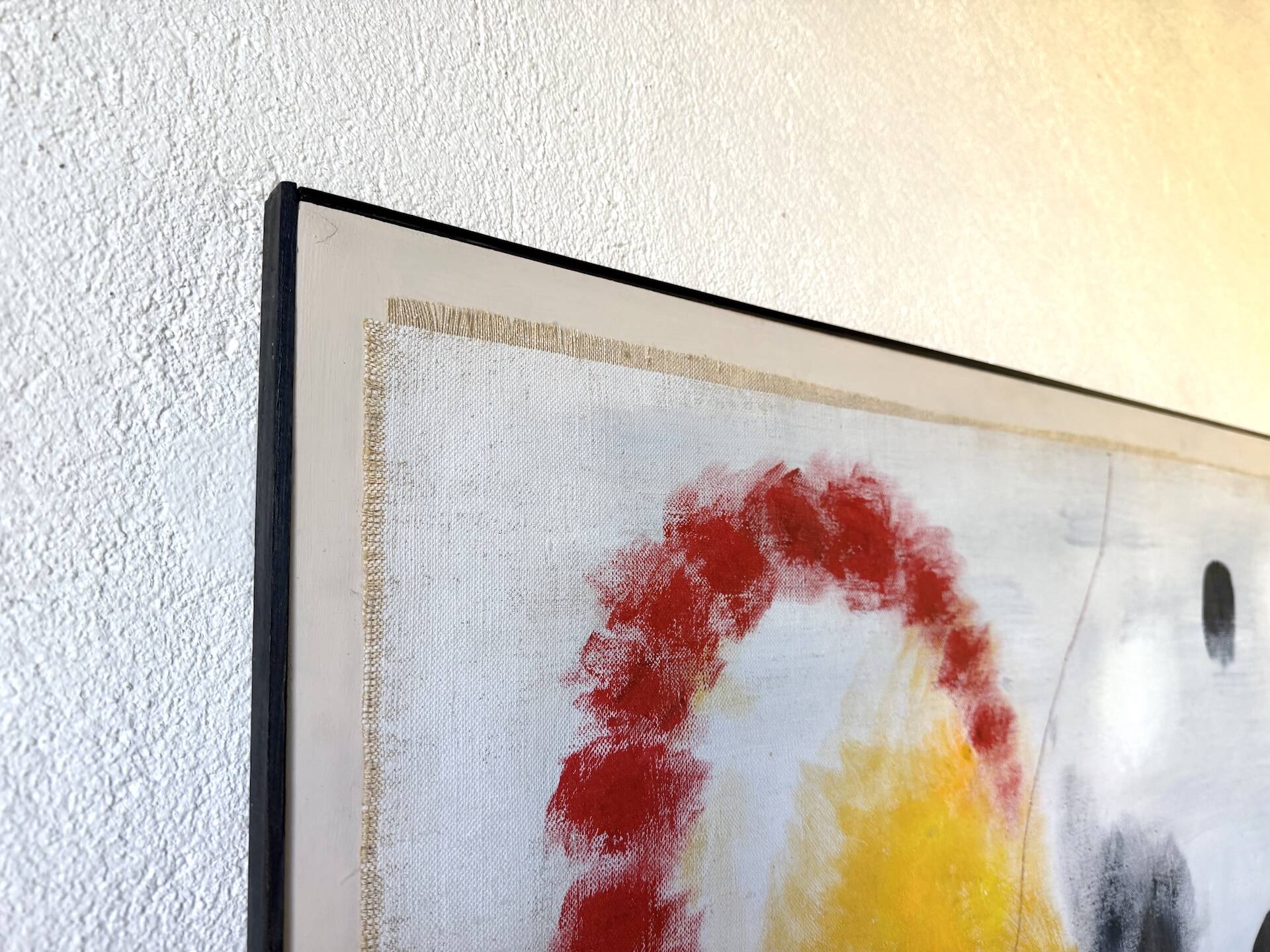 Tableau abstrait sur toile de lin dans le goût de Joan Miro