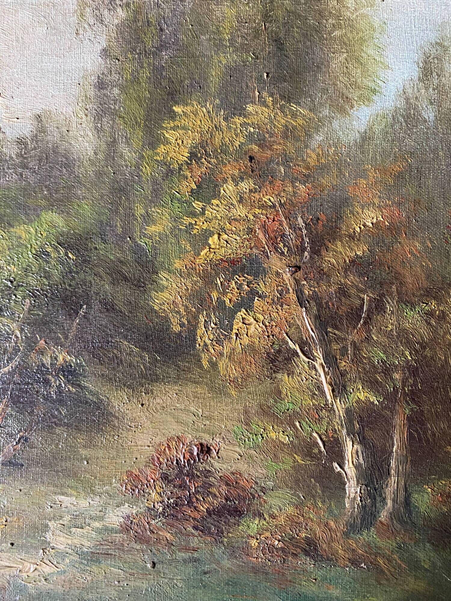 Hst painting "landscape with young fisherman" by lucien henry (1850-1896)