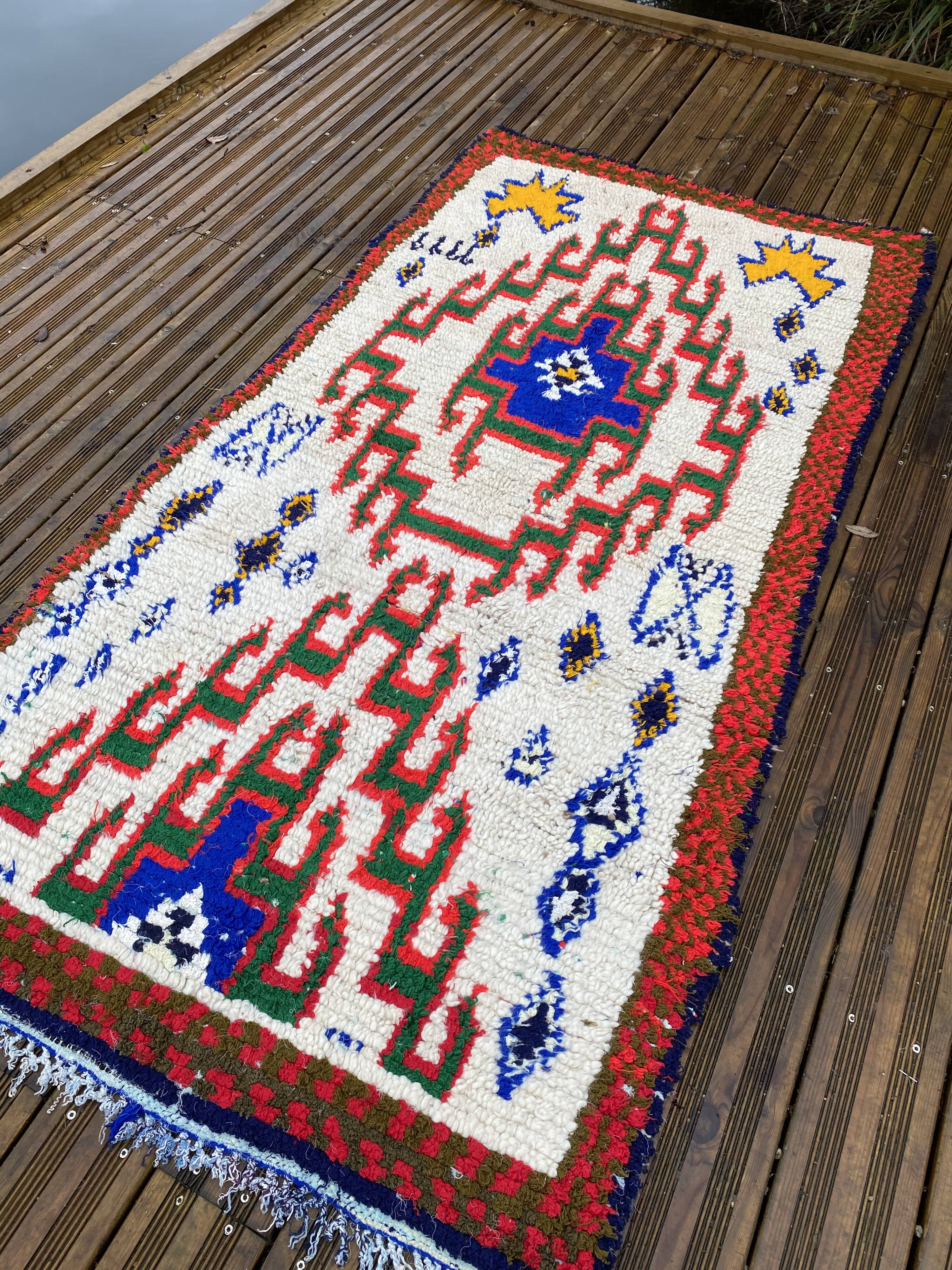 Tapis azilal en laine et coton fait main 110x215 cm