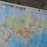 Planisphere world map vintage physics and vegetation