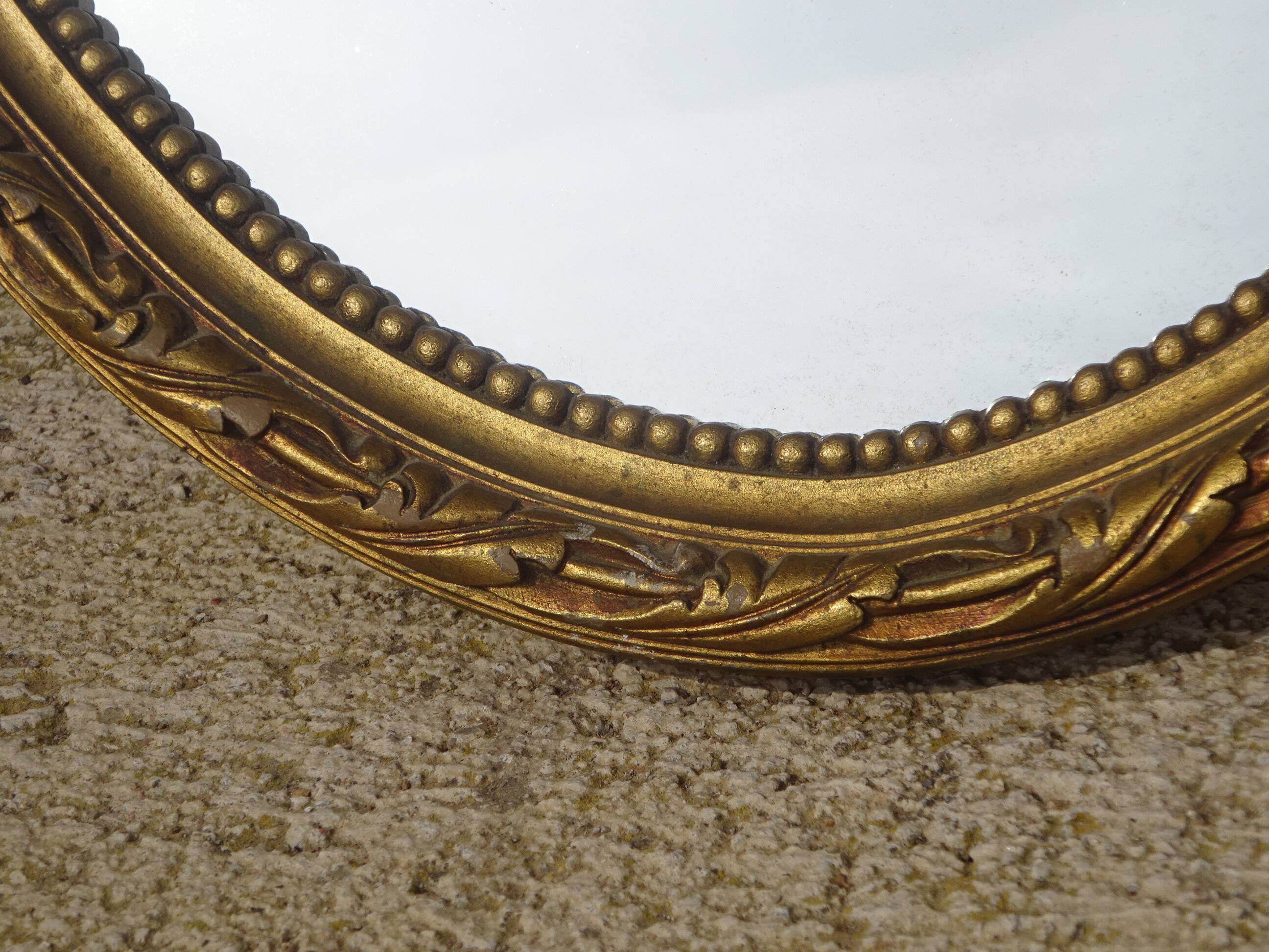 Louis XVI style golden medallion mirror, 63x41 cm