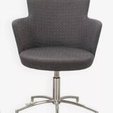 Vintage swivel armchair in gray fabric by axelson for garnas 2014 sweden