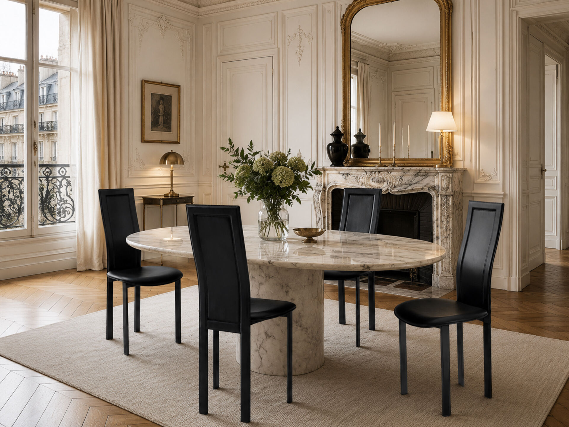4 black leather chairs – Elegance and design