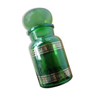Pot hermétique en verre, vert d'apothicaire années 60