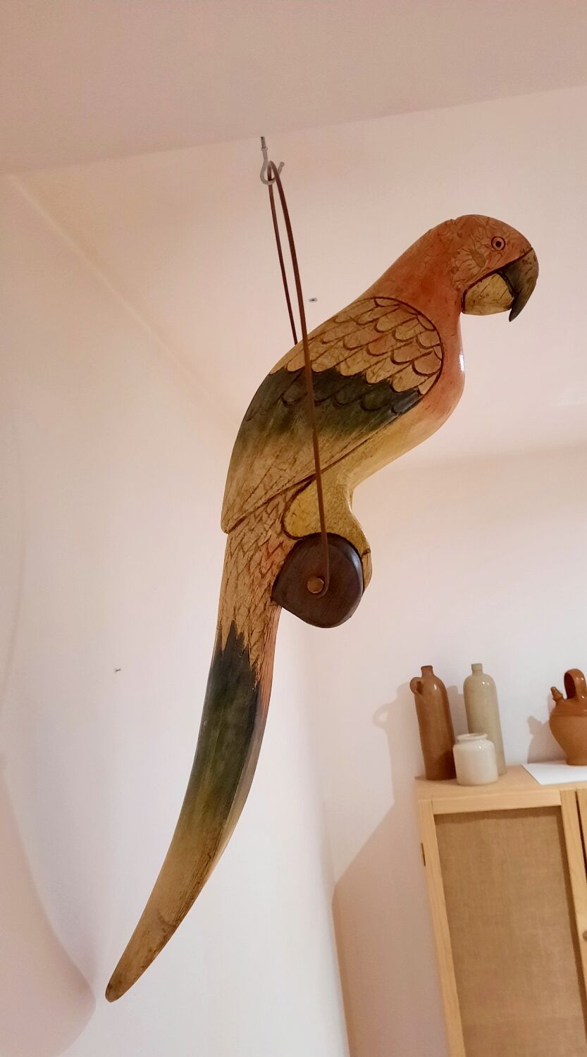 Wooden parrot suspension