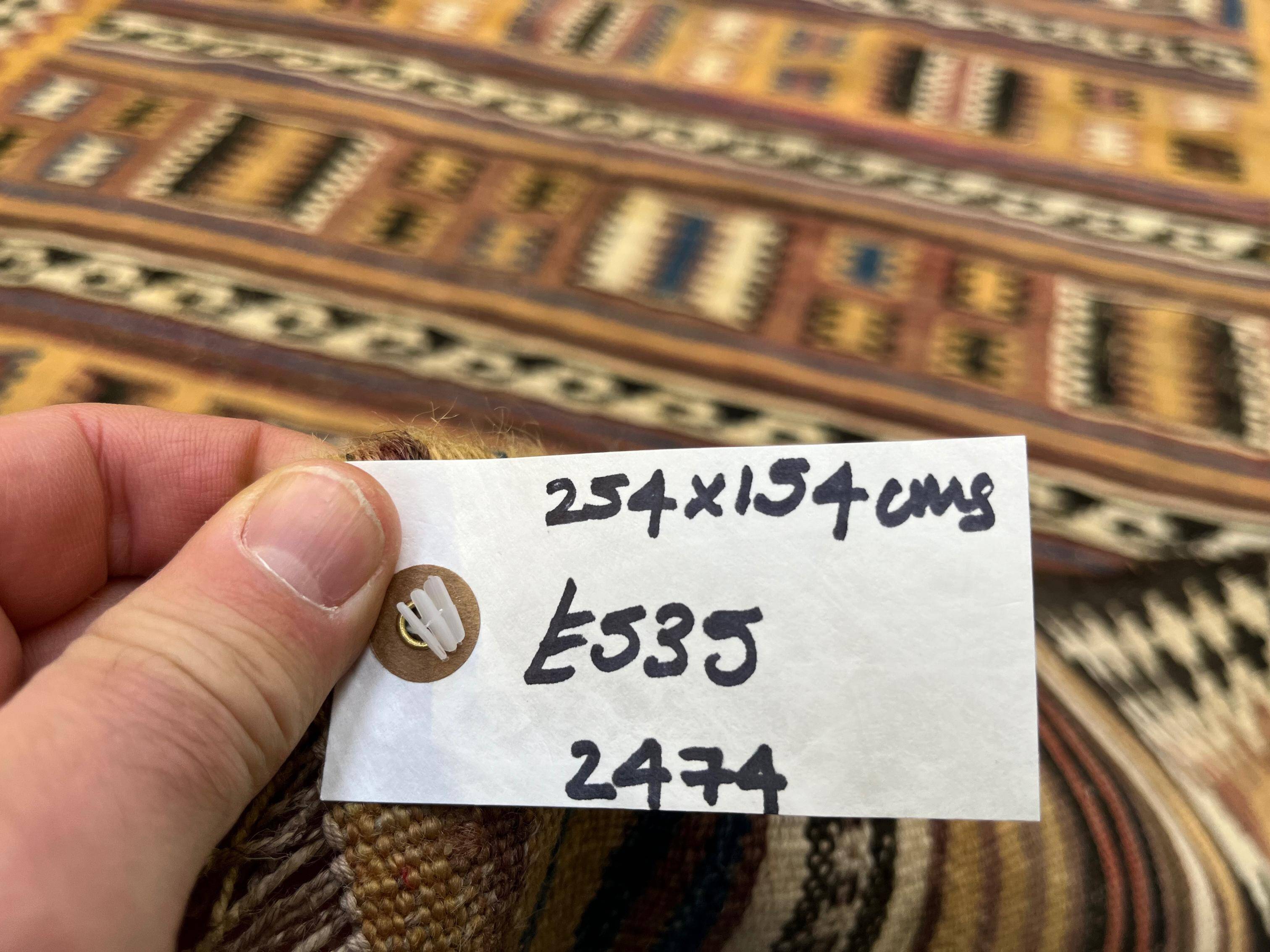 Vintage Persian Qasgai Kilim 254x154 cm Wool Kelim Rug Large Red, Black, Colorful