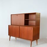 Danish vintage sideboard with drop-down door and sliding panels