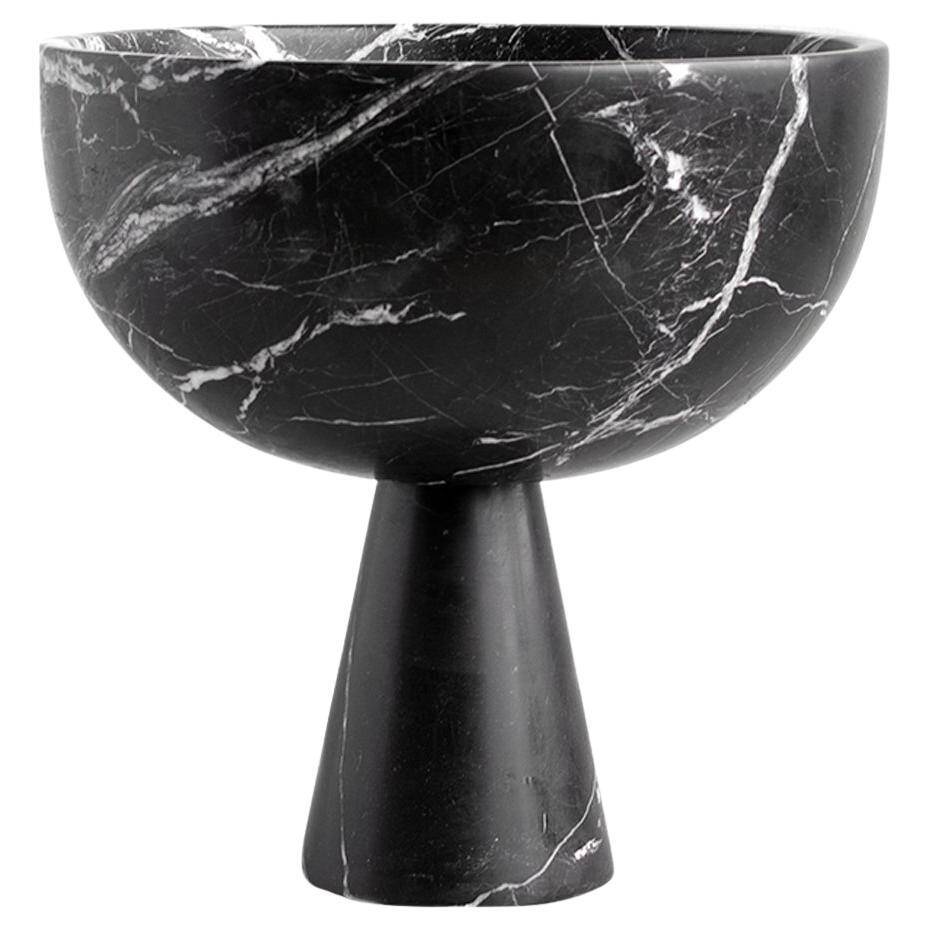 XL black marble pedestal bowl
