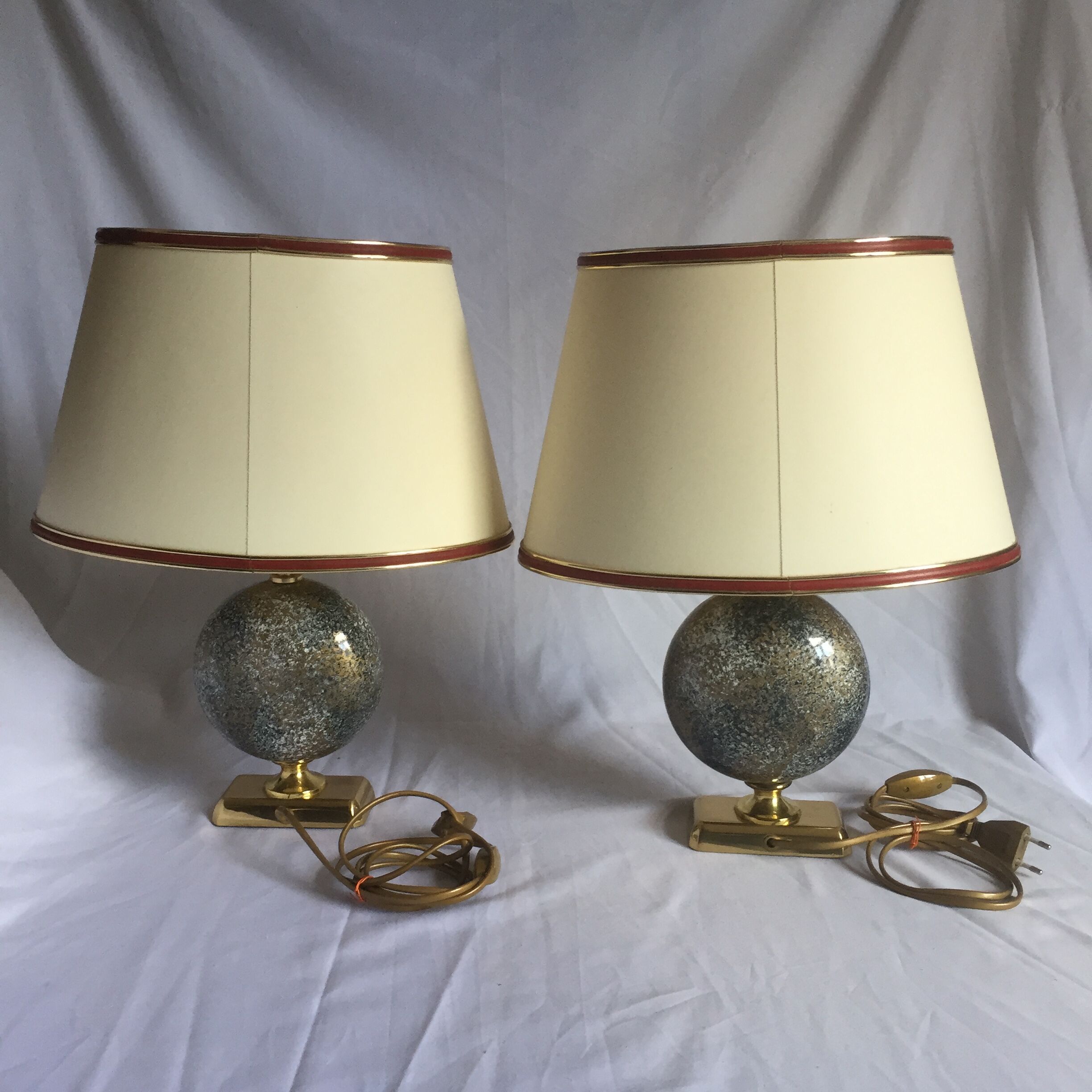 Pair of French 70s lamps Philippe Barbier style