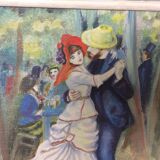 Painting La Danse à Bougival painting on wood reproduction