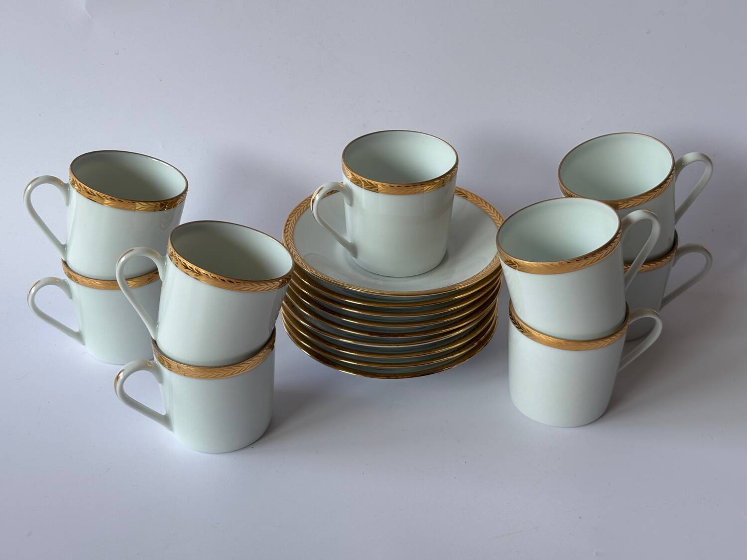 Limoges porcelain coffee service, gilded with gold leaf