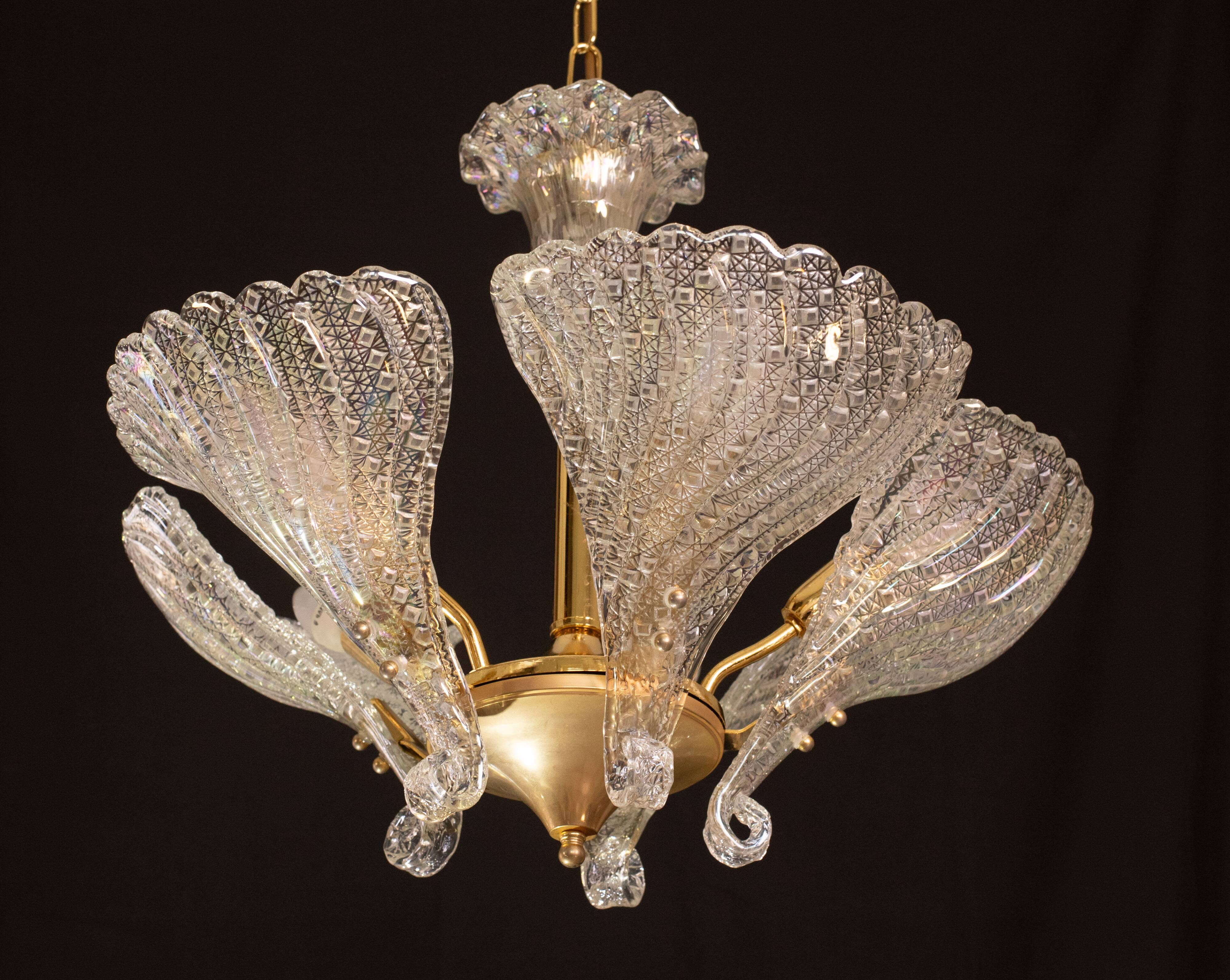 Elegant Murano Candlestick Iridescent Leaves