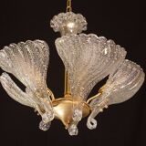 Elegant Murano Candlestick Iridescent Leaves