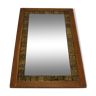 Mirror with brown tiles in teak wood